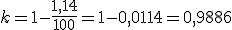 k=1-\frac{1,14}{100}=1-0,0114=0,9886